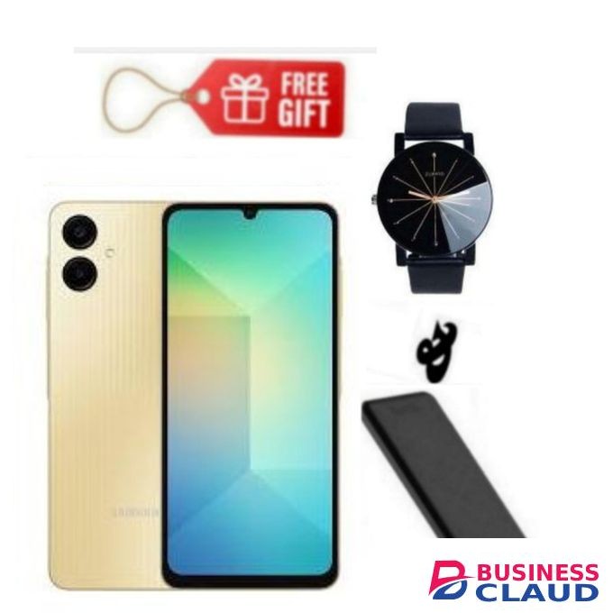 Samsung Galaxy A06, 6.7", 64GB + 4GB RAM (Dual SIM), 5000mAh Gold + Power Bank & Web Watch