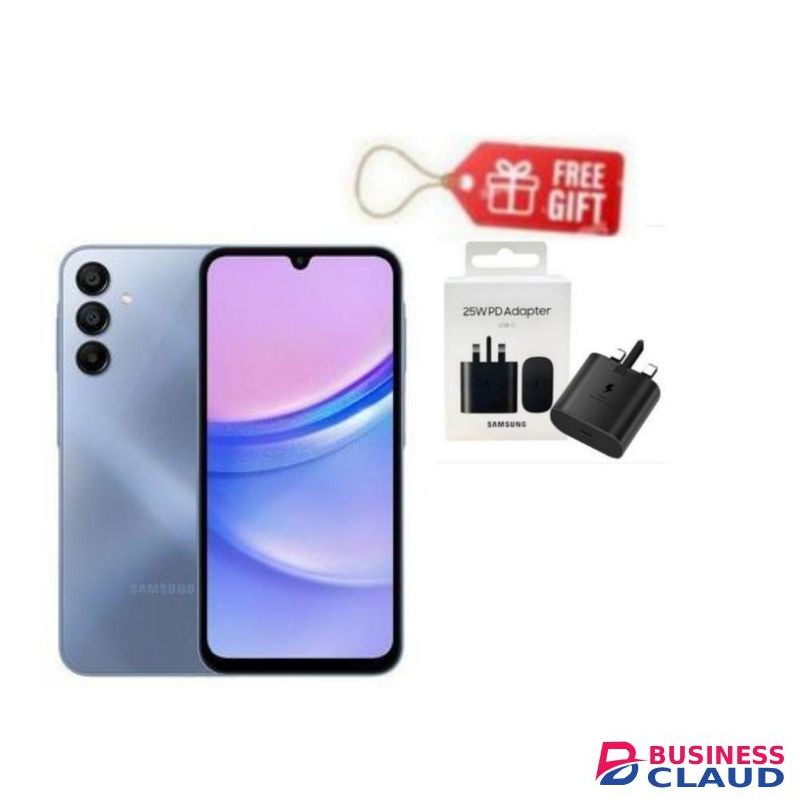 Samsung Galaxy A15, 6.5", 256GB + 8GB RAM (Dual SIM), 5000mAh, 4G- Blue + Travel Adapter