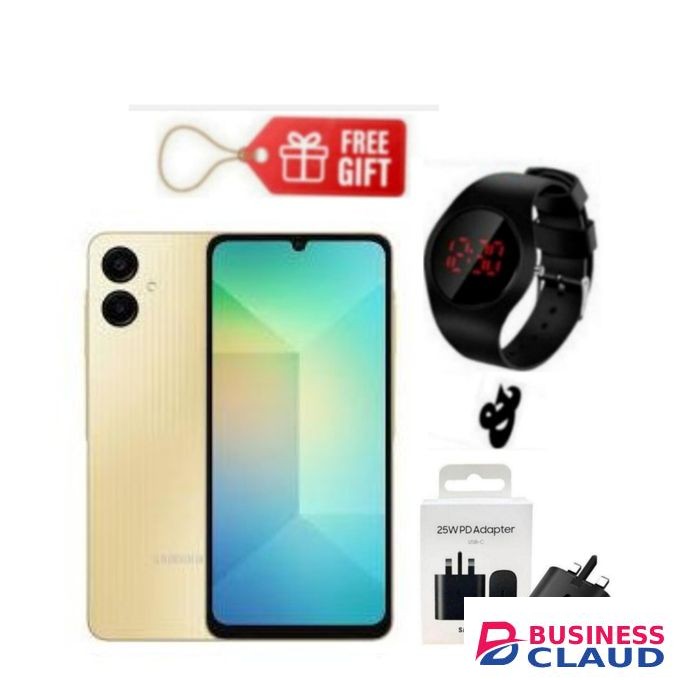 Samsung Galaxy A06, 6.7", 64GB + 4GB RAM (Dual SIM), 5000mAh Gold + Led Watch & Charging Adapter