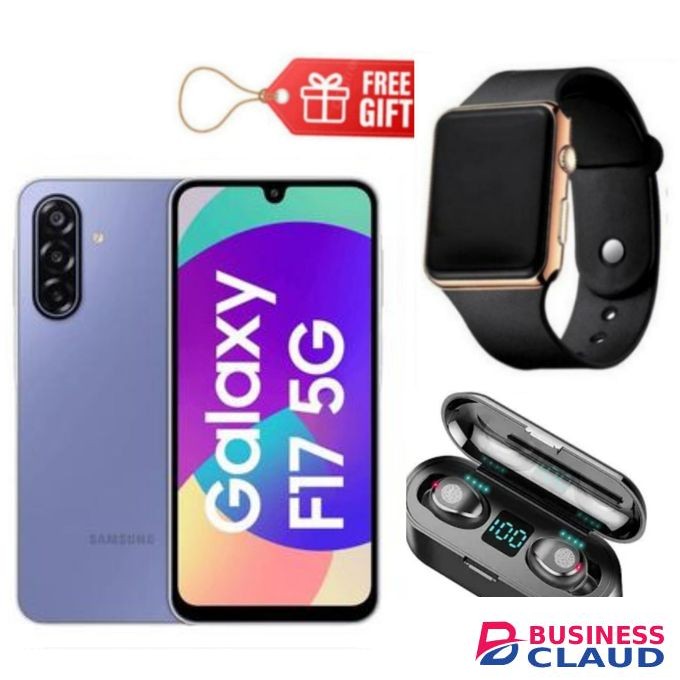 Samsung Galaxy F17 5G, 6.7", 128GB ROM + 4GB RAM (Dual SIM), 5000mAh, Violet + F9 Earbuds & Led Watch