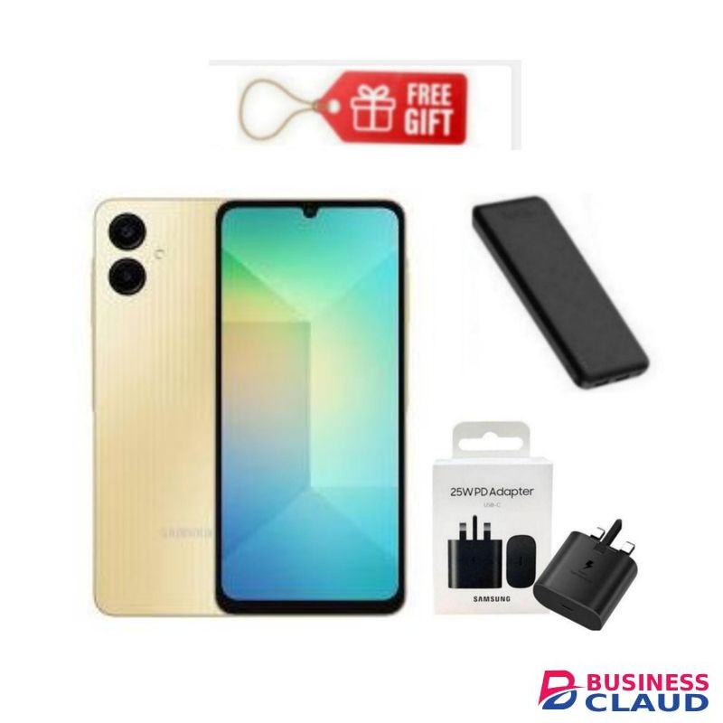 Samsung Galaxy A06, 6.7", 64GB + 4GB RAM (Dual SIM), 5000mAh Gold + Power Bank & Charging Adapter