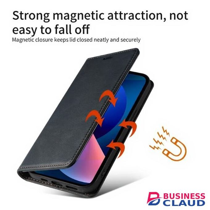 Infinix Hot 50 Pro Plus Premium Leather Flip Wallet Magnetic Cover Case – Blue, Card Slots, Kickstand, Shockproof, Magnetic Closure