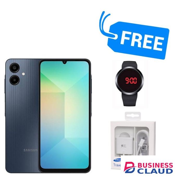 Samsung GALAXY A06,PLS LCD DISPLAY 6.7" INCHES,(4GB RAM +128GB ROM)50MP,DUAL SIM,WATCH & CHARGER,SPLY"