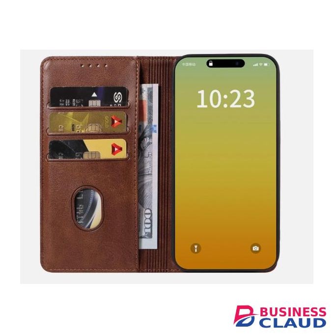 Infinix Hot 50i Luxury Leather Flip Wallet Magnetic Cover, Brown, Shockproof Protection, Kickstand Protection, Card Slots Protection, and Magnetic Closure Protection