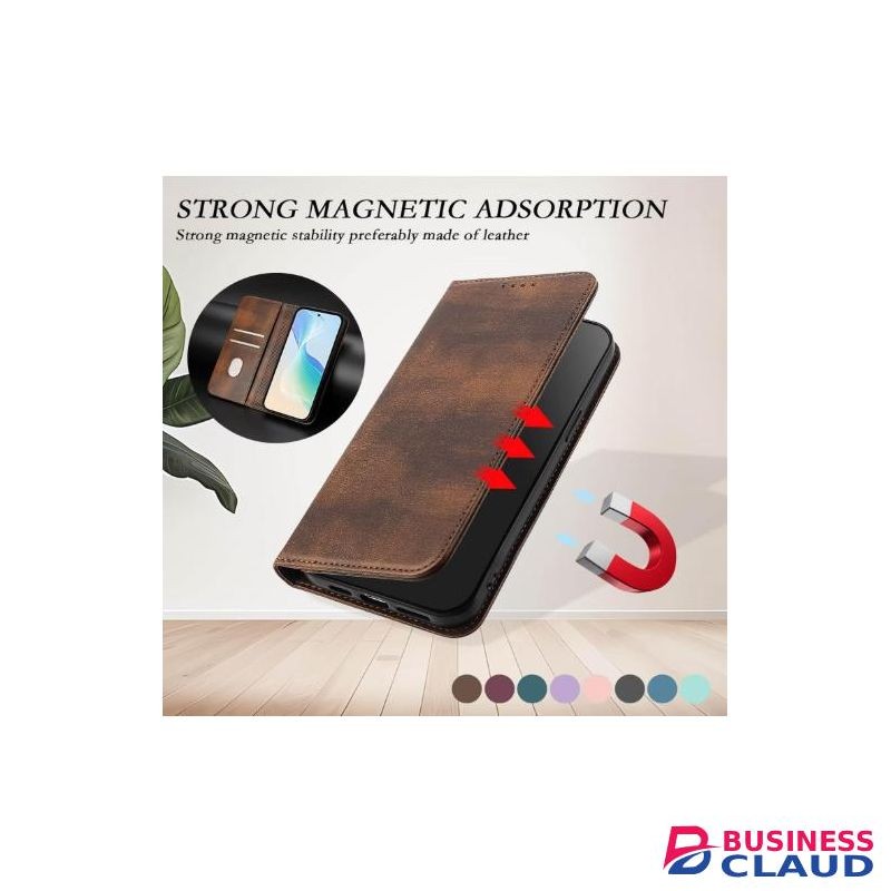 Infinix Hot 50 Pro Plus Luxury Leather Flip Wallet Magnetic Cover Case – Brown, Shockproof, Kickstand, Card Slots, Magnetic Closure
