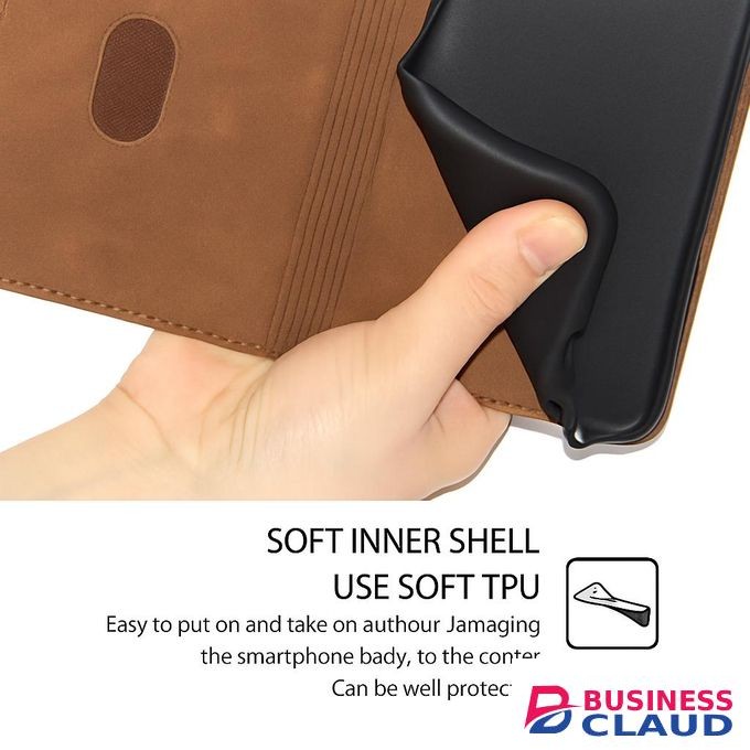 Infinix Hot 50i Luxury Premium Leather Flip Wallet Magnetic Cover Case – Brown, Card Slots, Kickstand, Shockproof, Magnetic Closure