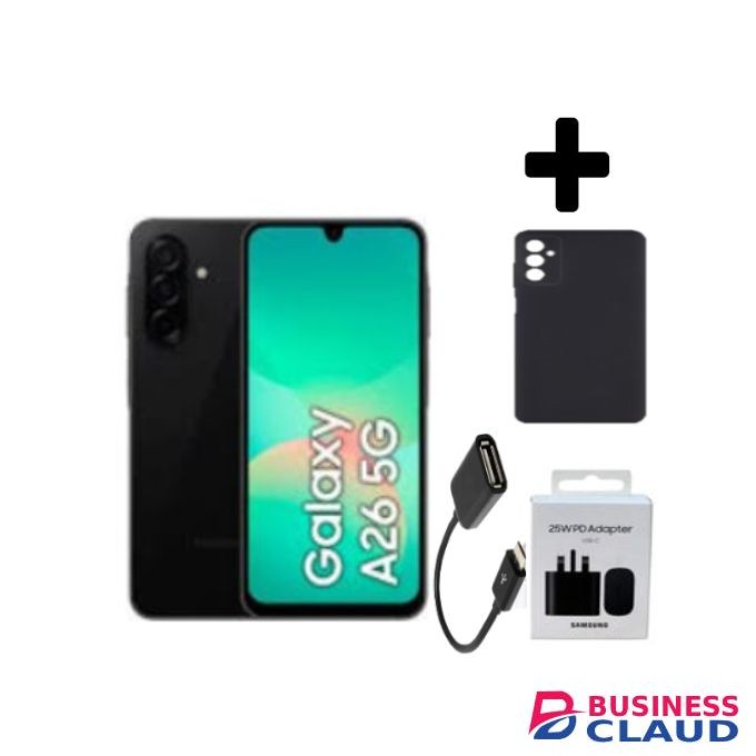 Samsung Galaxy A26 5G, 6.7'' 6GB RAM + 128GB ROM, 50MP, Dual Sim - Black OTG+Adapter+Cover