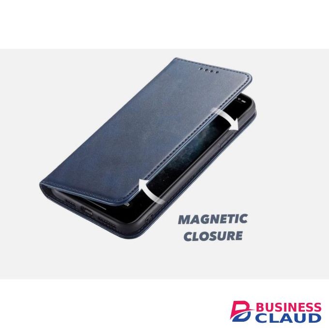 Infinix Hot 50i Luxury Leather Flip Wallet Magnetic Cover, Blue, Shockproof Protection, Kickstand Protection, Card Slots Protection, and Magnetic Closure Protection