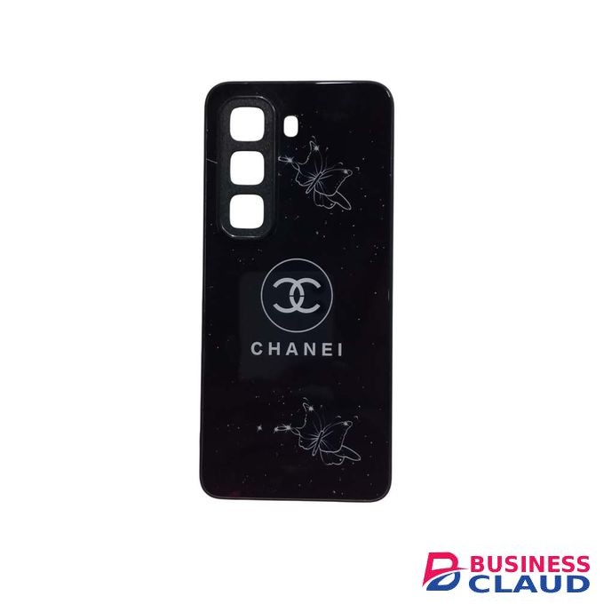 Designer-Inspired Butterfly Print Phone Case – Black Glossy Finish, Soft Protective Cover For Infinix Hot 50