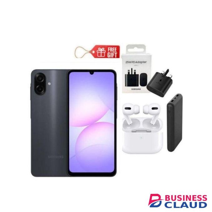 Samsung Galaxy A07, 6.7", 8GB RAM + 256GB RM (Dual SIM), 5000mAh, Black + Travel Adapter, Power Bank & Airpods,,