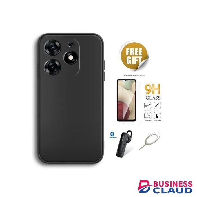 Infinix Hot 40i Solid Color Fashion Soft Phone Cover + Screen Protector + BT Headset + Ejector Pin..
