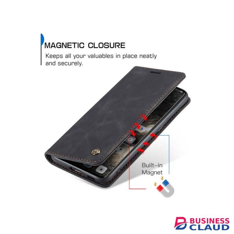 Infinix Hot 60i Retro Flip Wallet Suede Leather Cover Case, All-Round Protective Phone Case with Card Holder and Foldable Stand, Black