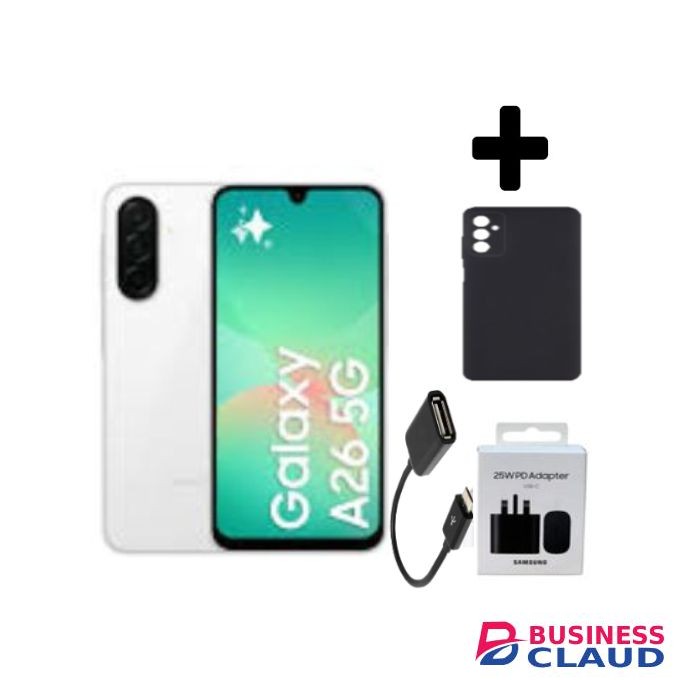 Samsung Galaxy A26 5G, 6.7'' 6GB RAM + 128GB ROM, 50MP, Dual Sim - White OTG+Adapter+Cover