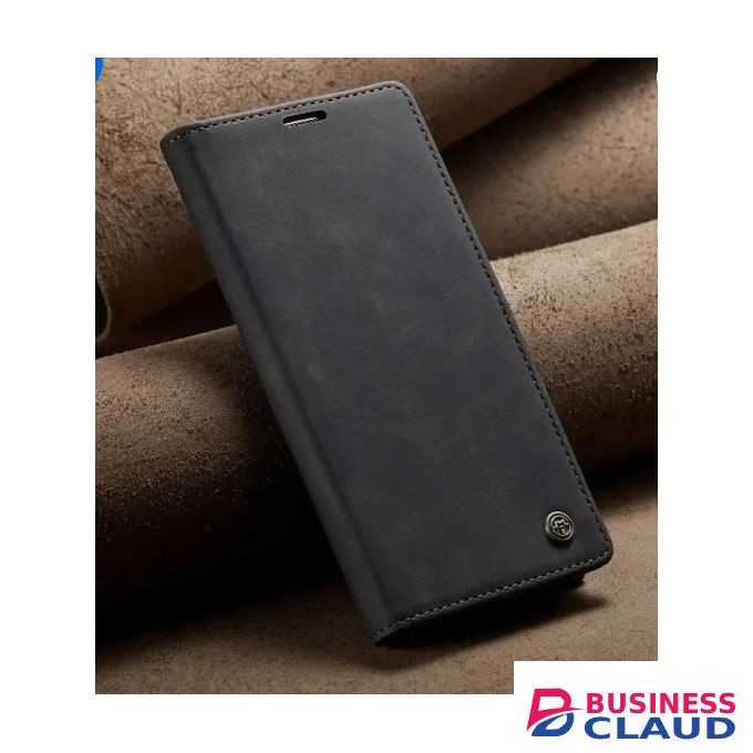Infinix Hot 50 Pro Plus Retro Flip Wallet Suede Leather Cover Case, All-Round Protective Phone Case with Card Holder and Foldable Stand, Black