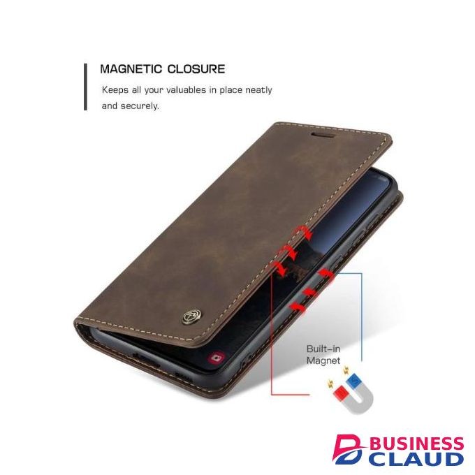 Infinix Hot 50 Pro Retro Flip Wallet Suede Leather Cover Case, All-Round Protective Phone Case with Card Holder and Foldable Stand, Coffee Brown