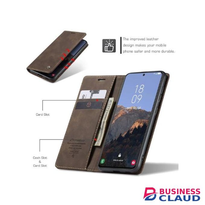 Infinix Hot 60i Retro Flip Wallet Suede Leather Cover Case, All-Round Protective Phone Case with Card Holder and Foldable Stand, Coffee Brown