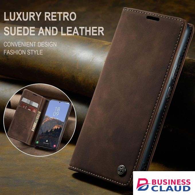 CaseMe Luxury Edition Retro Leather Wallet Case for Infinix Hot 40 i – Stylish PU Leather, Card Slots, Zipper Storage & Magnetic Flap