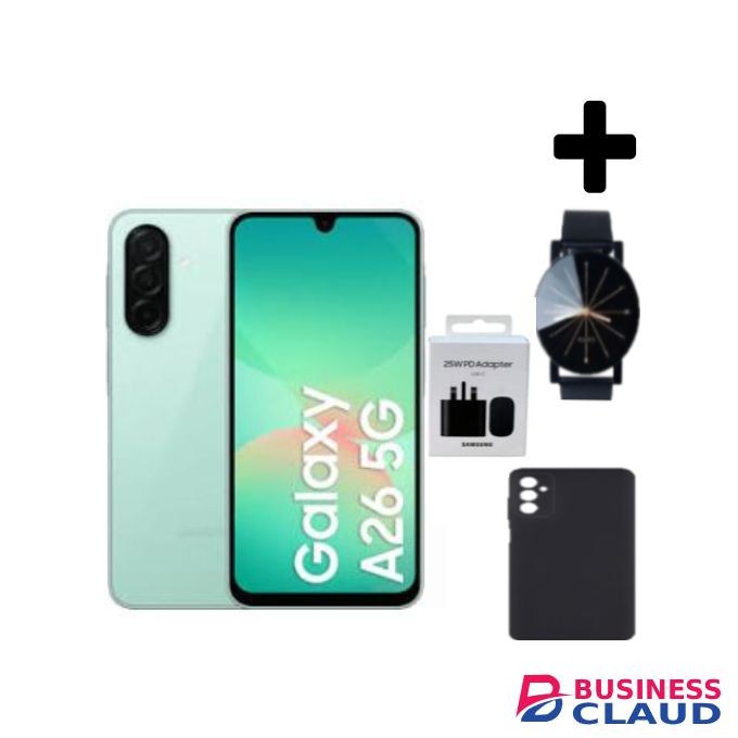 Samsung Galaxy A26 5G, 6.7'' 8GB RAM + 128GB ROM, 50MP, Dual Sim -Black+Web Watch+Adapter+Cover
