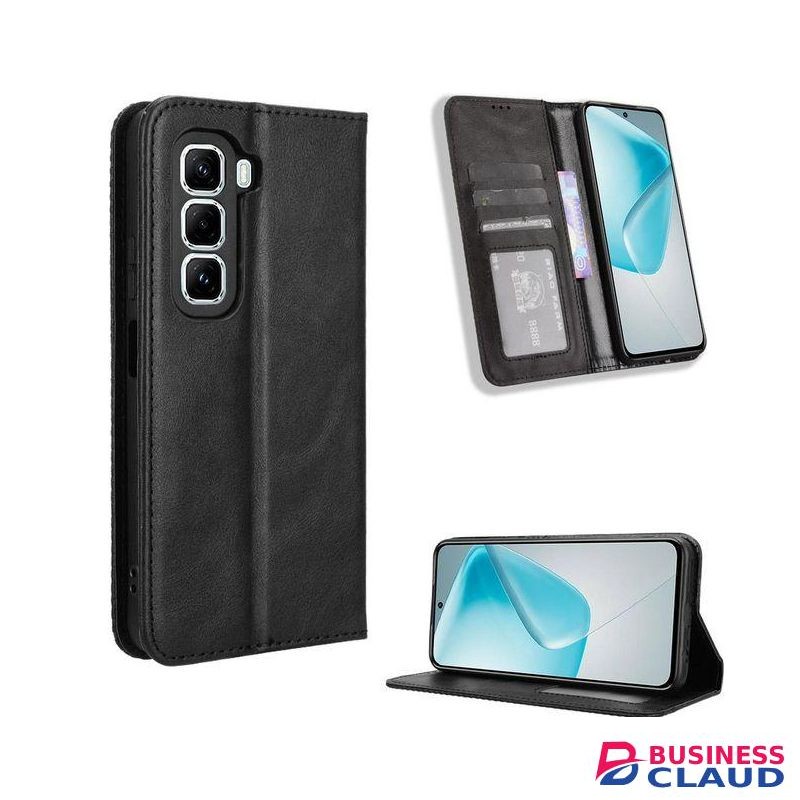 Infinix Hot 50 Pro Plus Wallet Case Best Stand Leather Case Shockproof Flip Cover Black