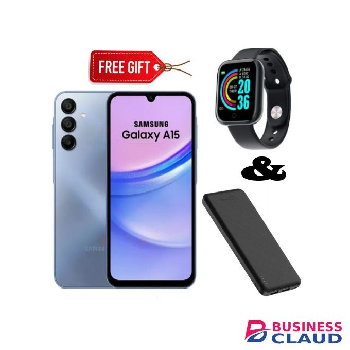 Samsung GALAXY A15, 6.5'', 4GB RAM + 128GB ROM, DUAL SIM, 50MP, 5000mAh - Blue + Smart watch & Power Bank