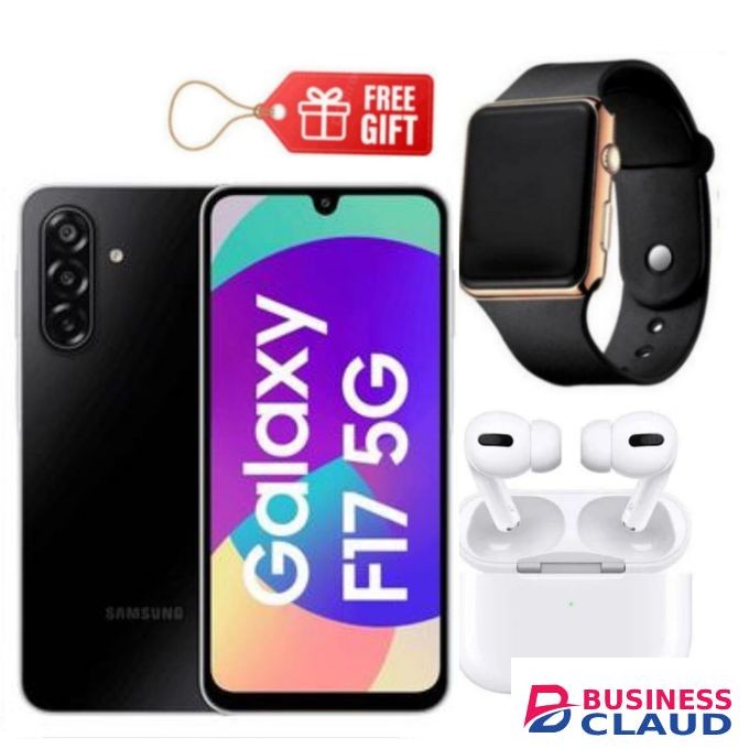 Samsung Galaxy F17 5G, 6.7", 128GB ROM + 4GB RAM (Dual SIM), 5000mAh, Black + Led Watch & Airpods