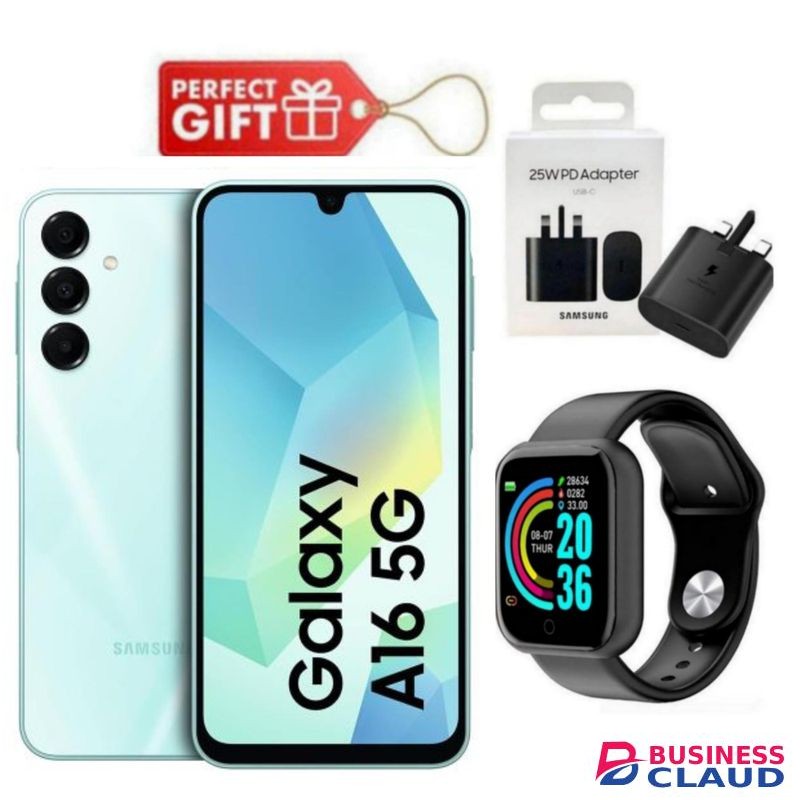 Samsung Galaxy A16, 6.7", 128GB ROM + 4GB RAM (Dual SIM), 5000mAh, Light Green + Travel Adapter & Smart Watch