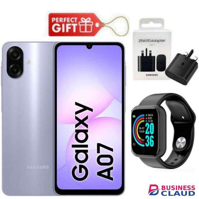 Samsung Galaxy A07, 6.7", 8GB RAM + 256GB RM (Dual SIM), 5000mAh, Light Violet + Travel Adapter & Smart Watch