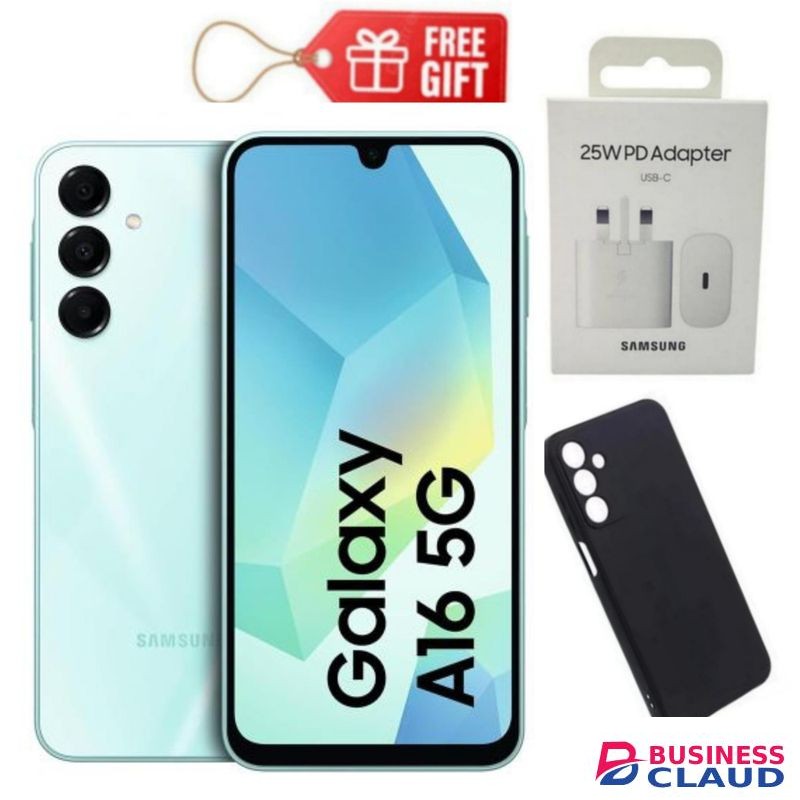 Samsung Galaxy A16, 6.7", 128GB ROM + 4GB RAM (Dual SIM), 5000mAh, Light Green + Phone Cover & Travel Adapter