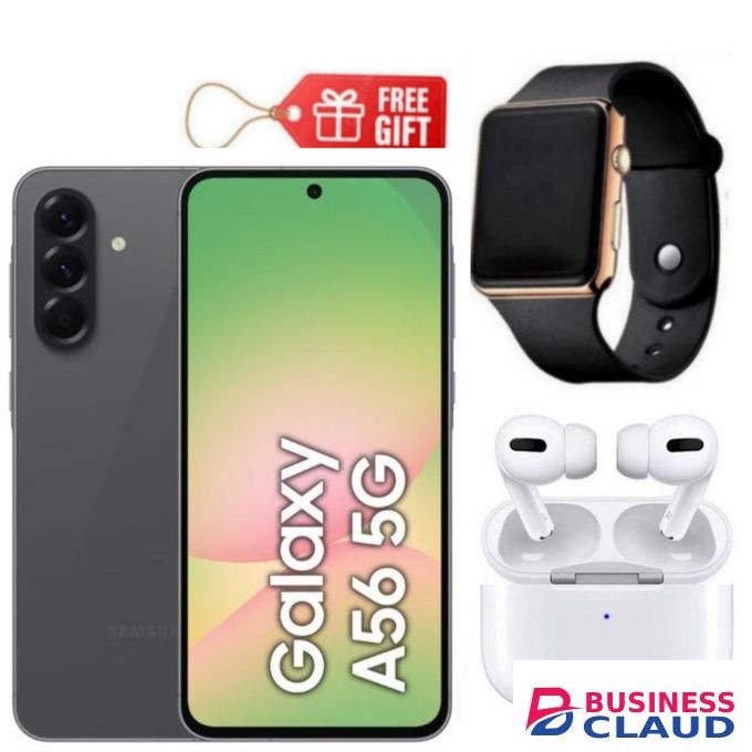 Samsung Galaxy A56 5G, 6.7", 128GB ROM + 8GB RAM (Dual SIM), 5000mAh, Awesome Graphite + Airpods & Led Watch