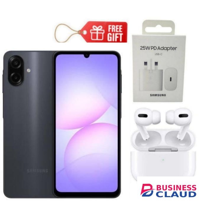 Samsung Galaxy A07, 6.7", 8GB RAM + 256GB RM (Dual SIM), 5000mAh, Black + Travel Adapter & Airpods