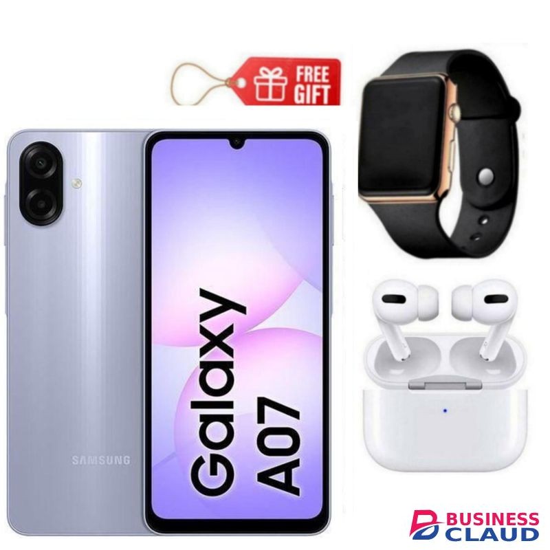 Samsung Galaxy A07, 6.7", 8GB RAM + 256GB RM (Dual SIM), 5000mAh, Light Violet + Led Watch & Airpods