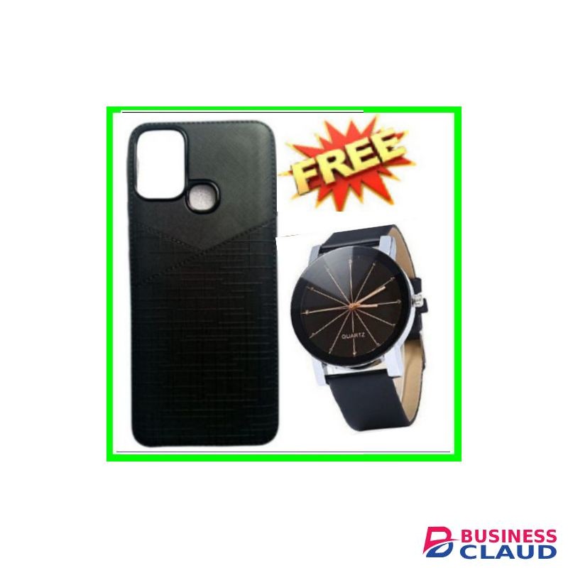 Back Cover For Infinix Hot 10- Black +Free Gift