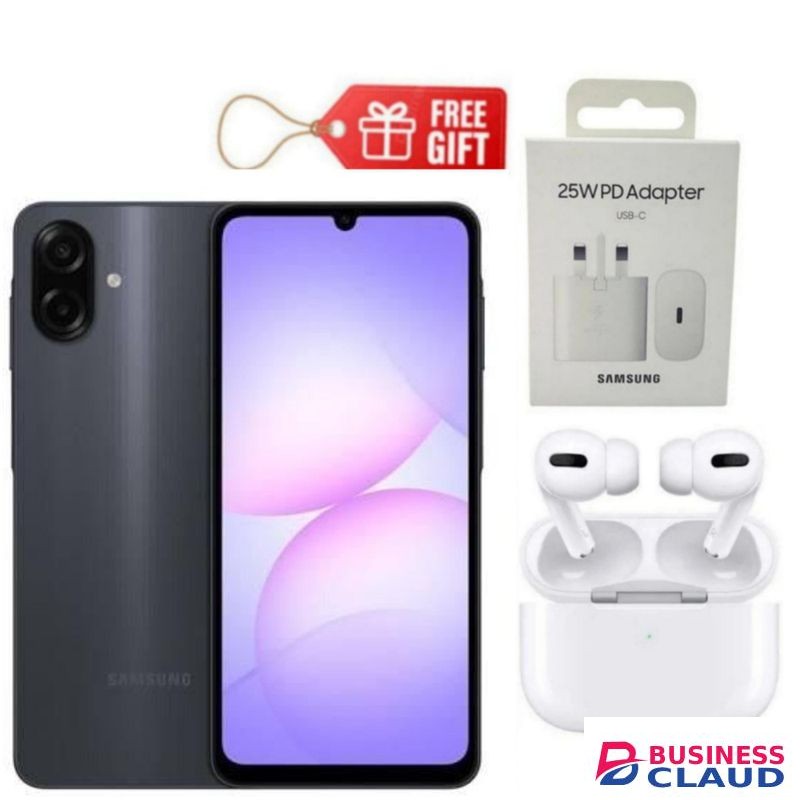 Samsung Galaxy A07, 6.7", 128GB + 6GB RAM (Dual SIM), 5000mAh, Black + Travel Adapter & Airpods