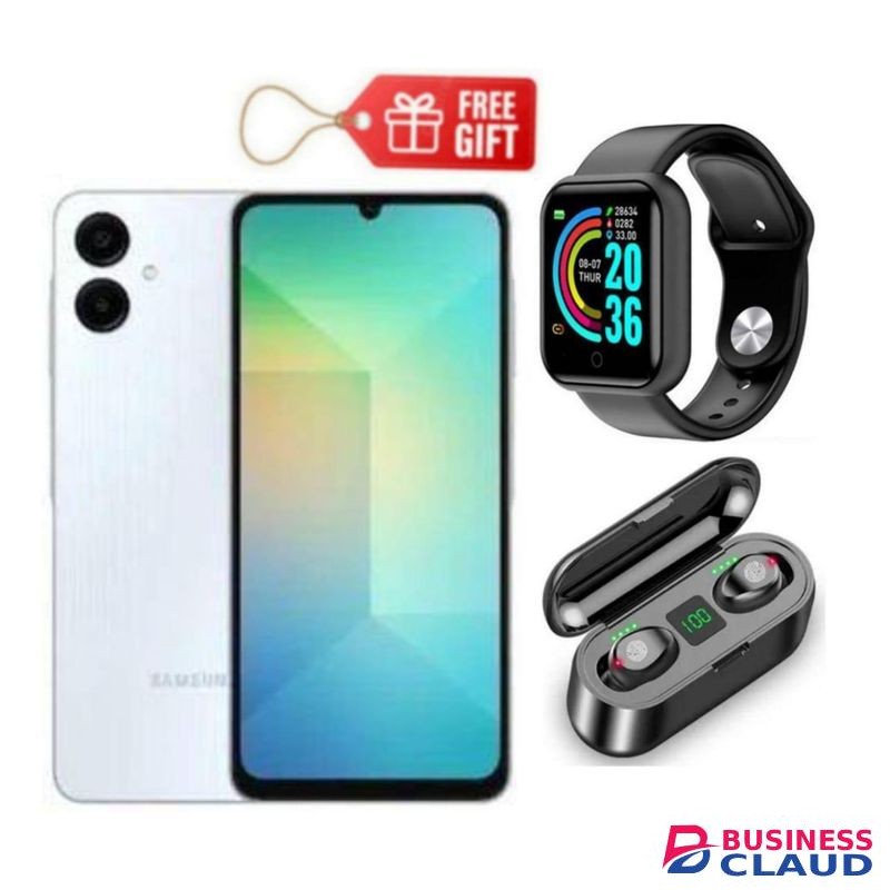 Samsung Galaxy A06, 6.7", 64GB + 4GB RAM (Dual SIM), 5000mAh, Light Blue + Smart Watch & F9 Earbuds