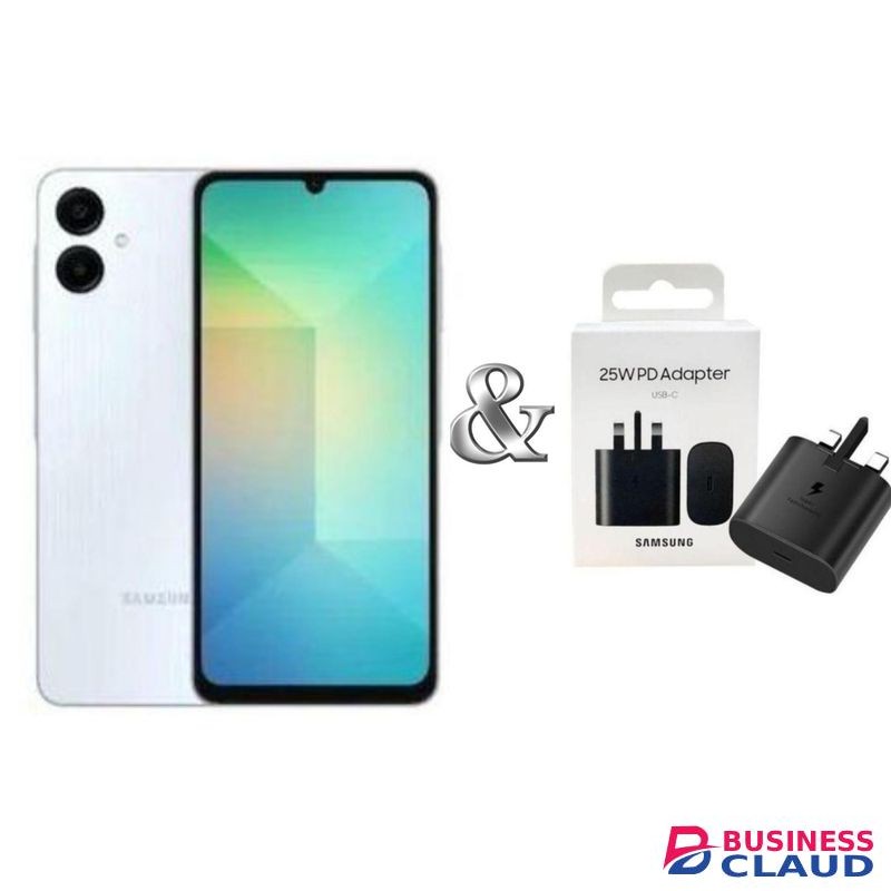 Samsung Galaxy A06 6.7" Display, 128GB ROM + 4GB RAM (Dual Sim)50MP Camera,4G Nertwork, 5000mAh - lightblue + Travel adapter