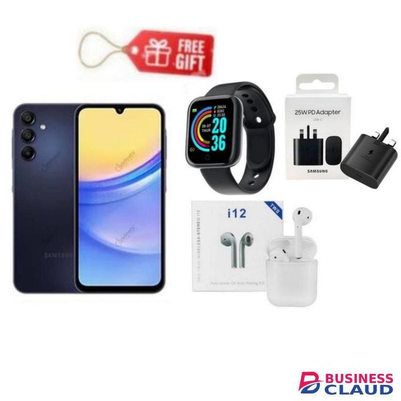 Samsung Galaxy A15, 6.5", 256GB + 8GB RAM (Dual SIM), 5000mAh, 4G- Light blue+ Travel Adapter& Free Gifts