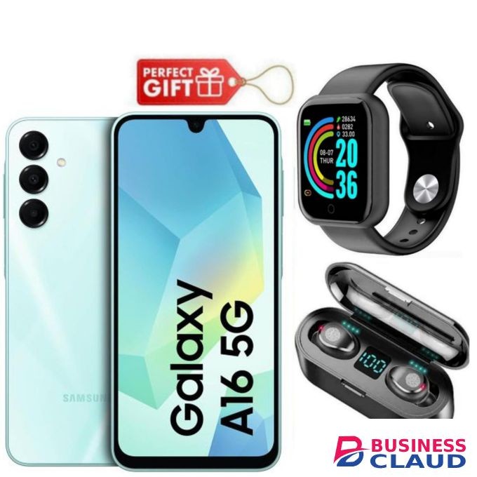 Samsung Galaxy A16, 6.7", 128GB ROM + 4GB RAM (Dual SIM), 5000mAh, Light Green + F9 Earbuds & Smart Watch