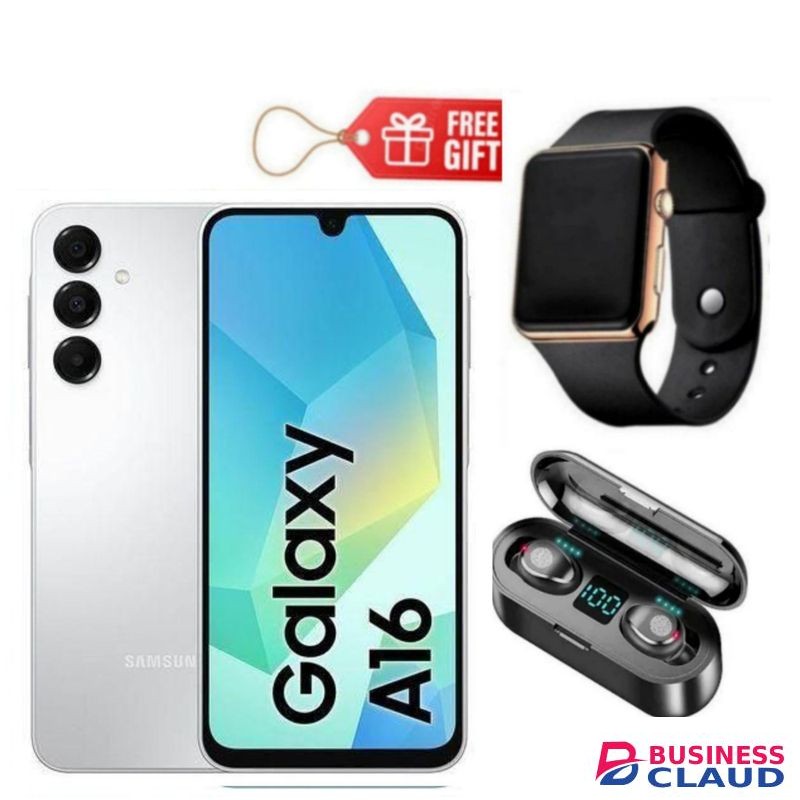 Samsung Galaxy A16, 6.7", 128GB ROM + 4GB RAM (Dual SIM), 5000mAh, Light Grey + F9 Earbuds & Led Watch
