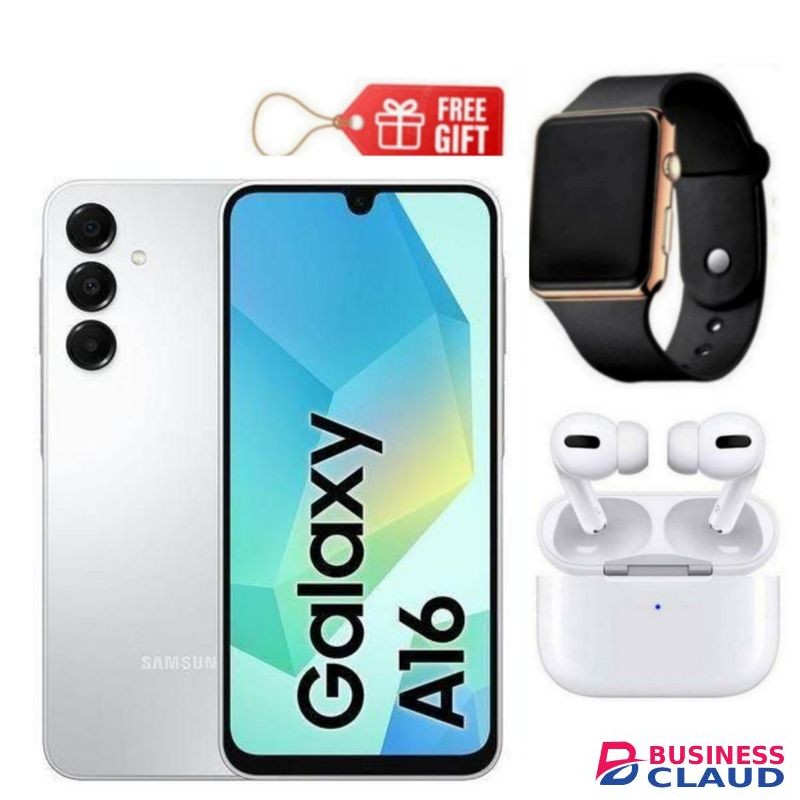 Samsung Galaxy A16, 6.7", 128GB ROM + 4GB RAM (Dual SIM), 5000mAh, Light Grey + Led Watch & Airpods