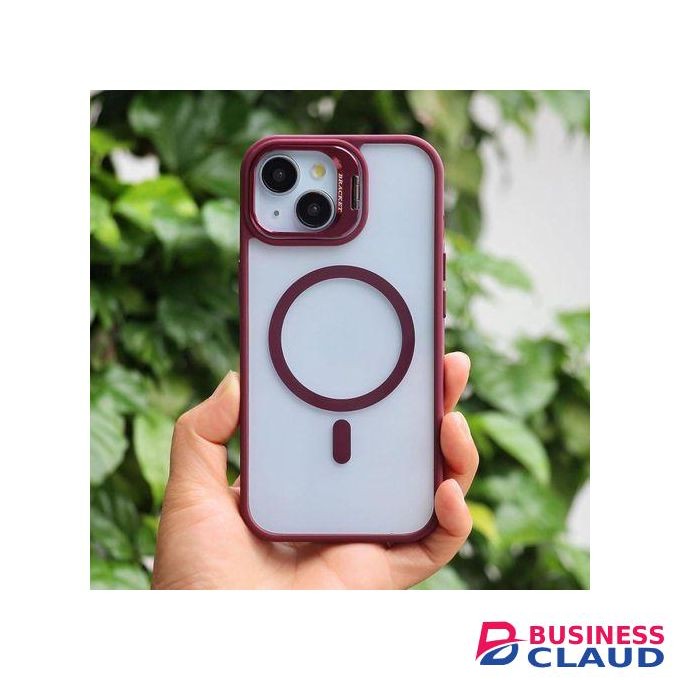Premium Magnetic Case with Camera Lens Protection, Kickstand, and MagSafe Compatibility – Clear Acrylic & TPU Hybrid Cover for iPhone 11 Pro – Stylish Wine Maroon Edition
