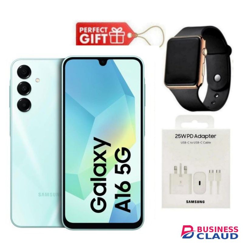 Samsung Galaxy A16, 6.7", 128GB ROM + 4GB RAM (Dual SIM), 5000mAh, Light Green + Travel Adapter & Led Watch
