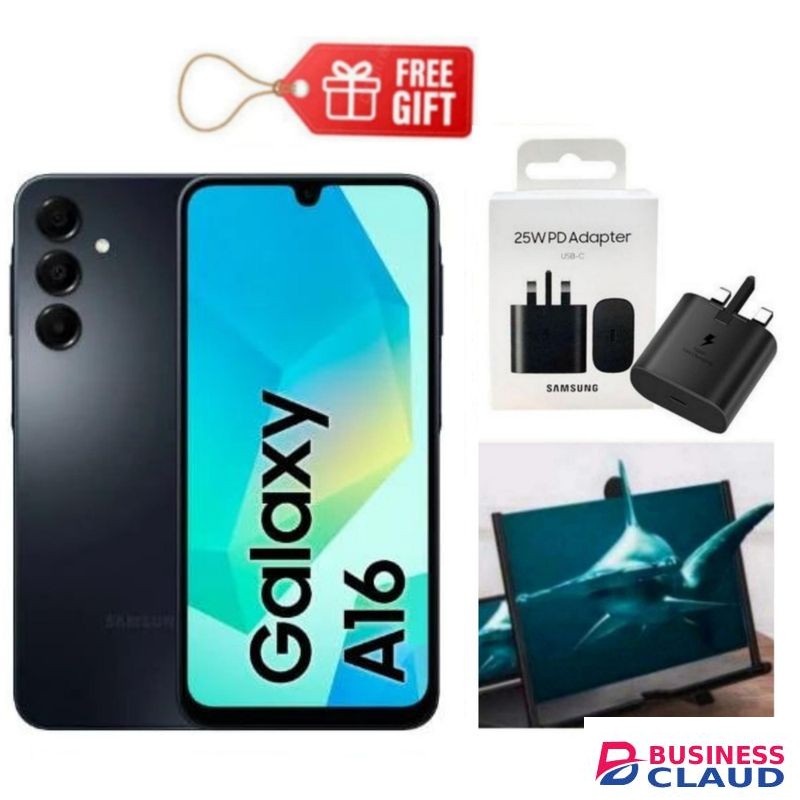 Samsung Galaxy A16, 6.7", 128GB ROM + 4GB RAM (Dual SIM), 5000mAh, Black +Travel Adapter & Magnifier
