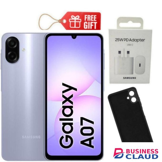 Samsung Galaxy A07, 6.7", 8GB RAM + 256GB RM (Dual SIM), 5000mAh, Light Violet + Travel Adapter & Phone Cover