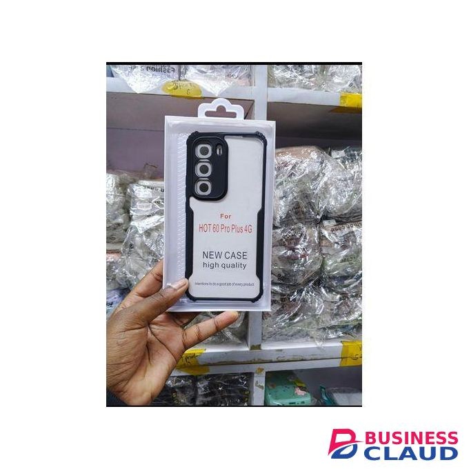 Infinix Hot 60 Pro Plus (+) Transparent, Clear And Colorless With Black Edges Unique And Stylish Heavy Duty Protection Phone Case/ Cover/ Back Case