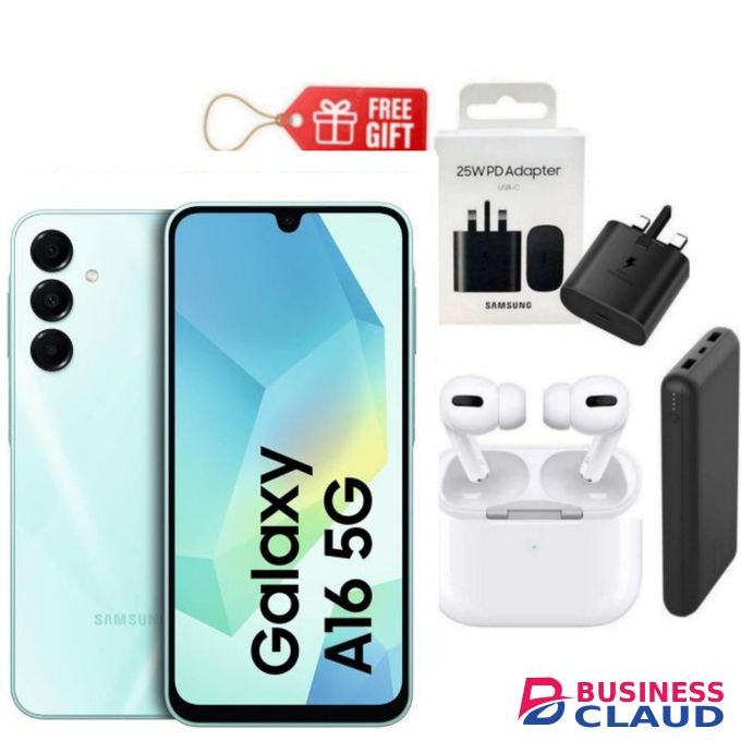 Samsung Galaxy A16, 6.7", 128GB ROM + 4GB RAM (Dual SIM), 5000mAh, Light Green + Travel Adapter Airpods & Power Bank