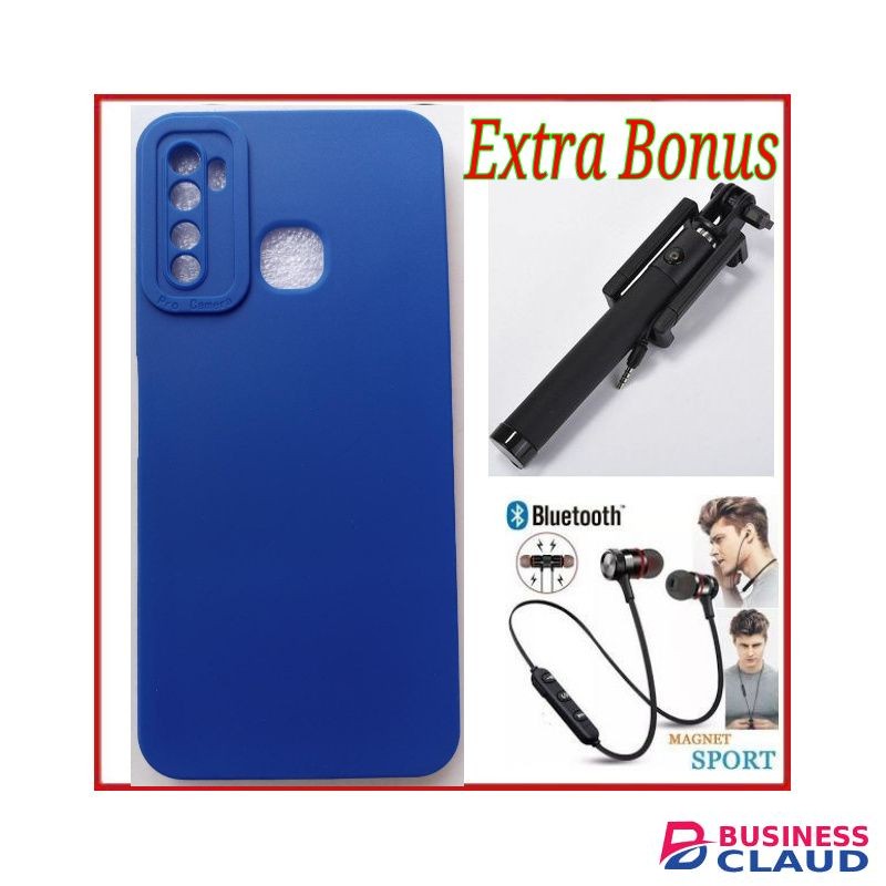 Back Cover Case For Infinix Hot 9+ BT Earphones+Selfie Stick