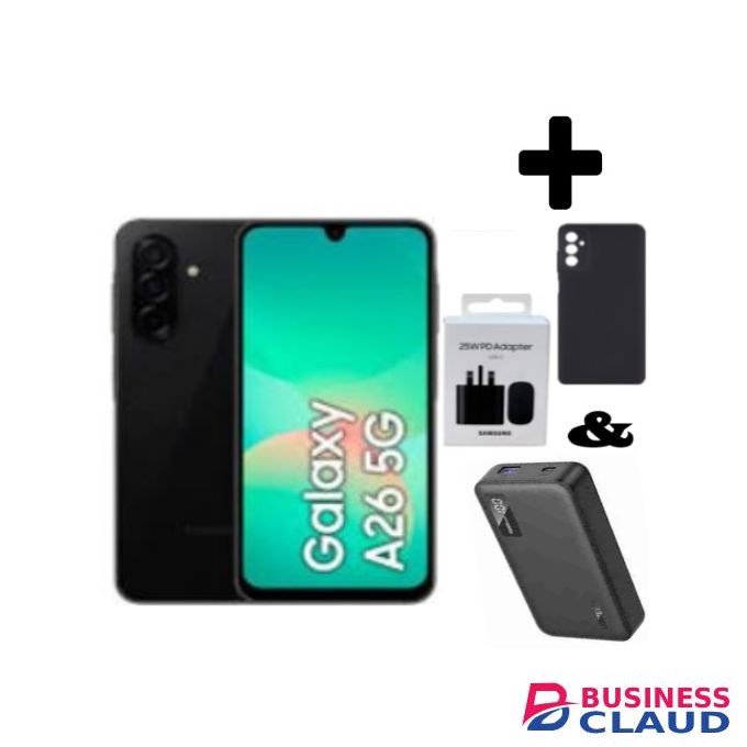Samsung Galaxy A26 5G, 6.7'' 8GB RAM + 128GB ROM, 50MP, Dual Sim -Black+Power Bank+Adapter+Cover