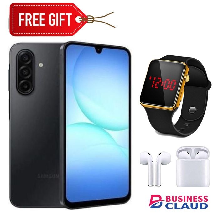 Samsung Galaxy A17, 6.7'' HD+ Display, 4GB RAM + 128GB ROM (Dual Sim), 50MP Camera, 5000mAh Battery - Black + LED Watch & Earpods
