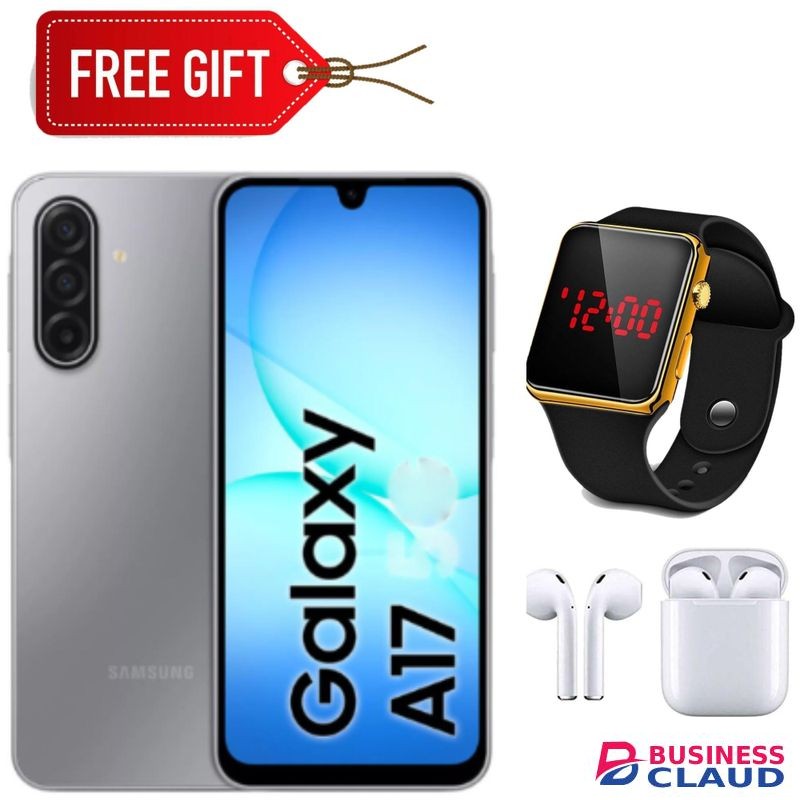 Samsung Galaxy A17, 6.7'' HD+ Display, 4GB RAM + 128GB ROM (Dual Sim), 50MP Camera, 5000mAh Battery - Gray + LED Watch & Earpods