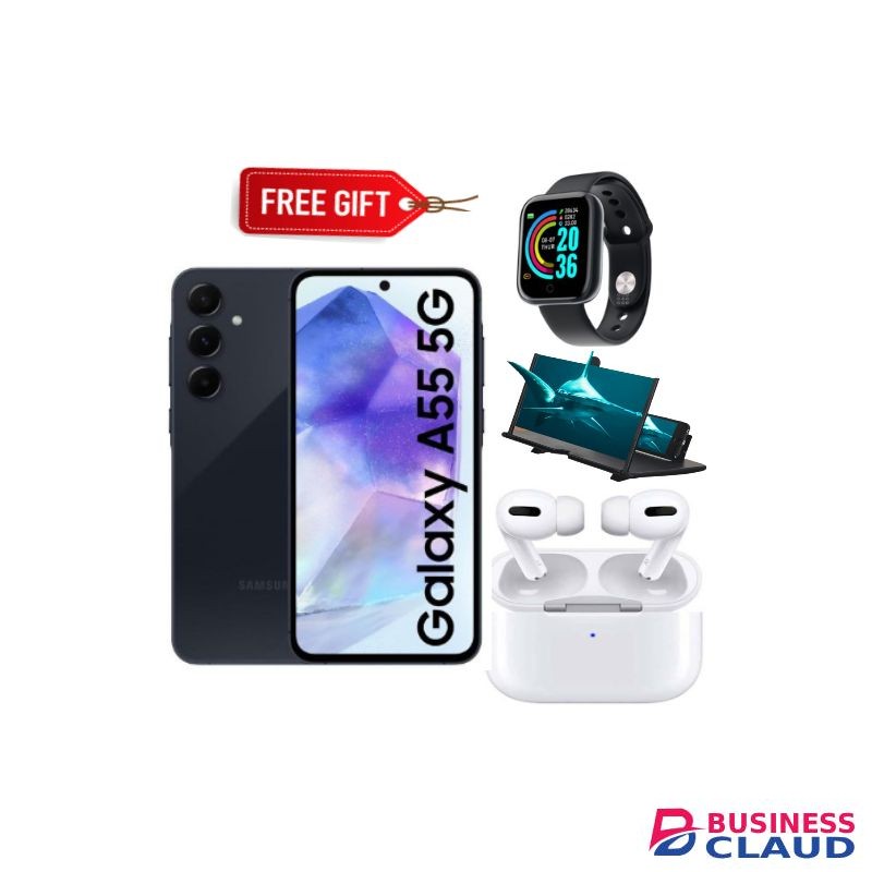 Samsung Galaxy A55 5G , 6.6", 128GB ROM + 8GB RAM (Dual SIM), 5000mAh - Black + FREEBIES